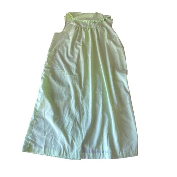 Vintage "The Comfort Coat" Embroidered Sleeveless Nightgown Medium Green & White - Picture 5 of 5
